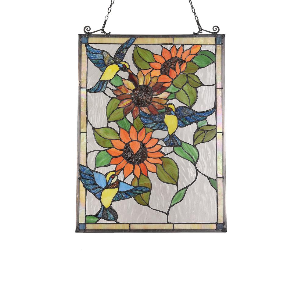 SUNFLOWER Animal Tiffany-glass Window Panel 24" Tall. Picture 2