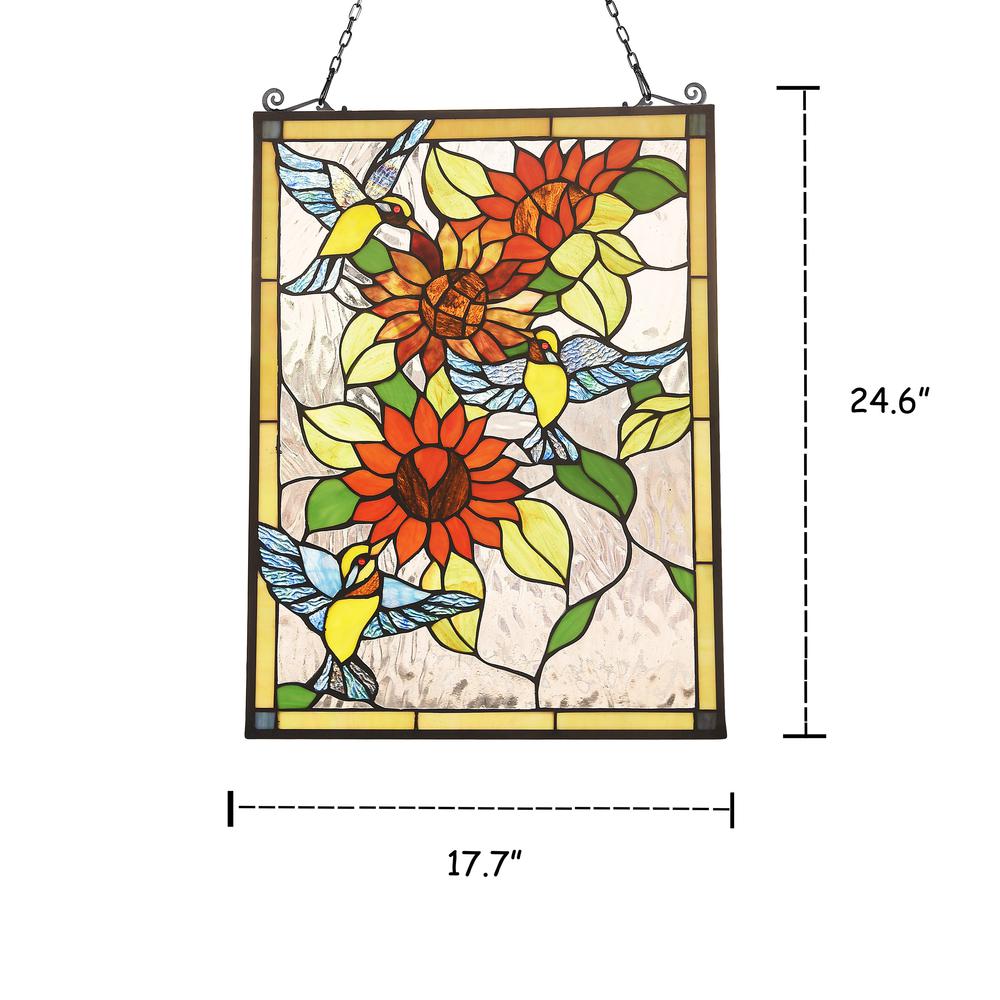 SUNFLOWER Animal Tiffany-glass Window Panel 24" Tall. Picture 1