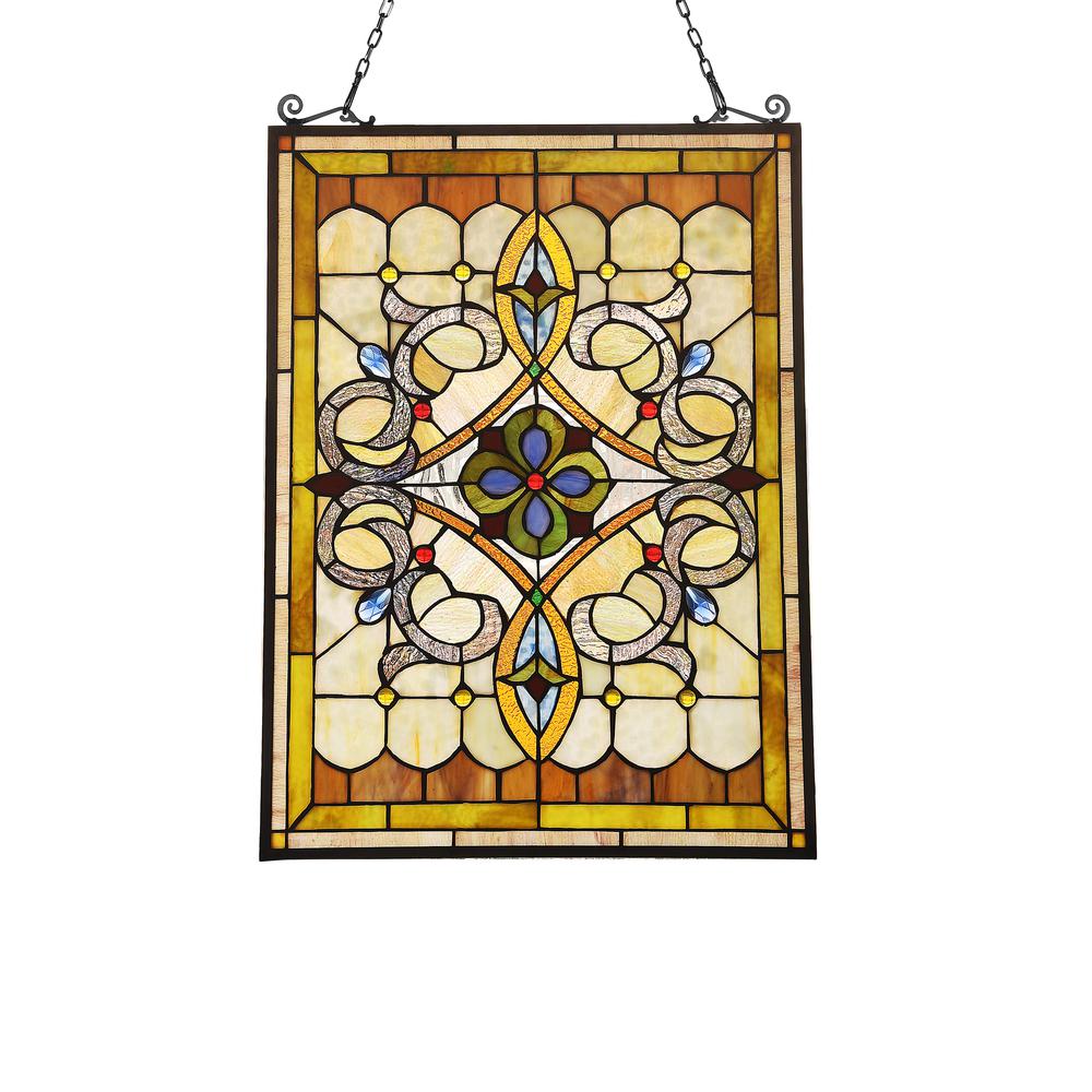 DELILAH Victorian Tiffany-glass Window Panel 24" Tall. Picture 3