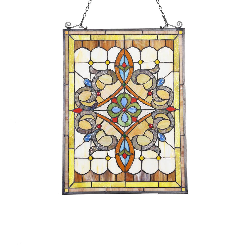 DELILAH Victorian Tiffany-glass Window Panel 24" Tall. Picture 2
