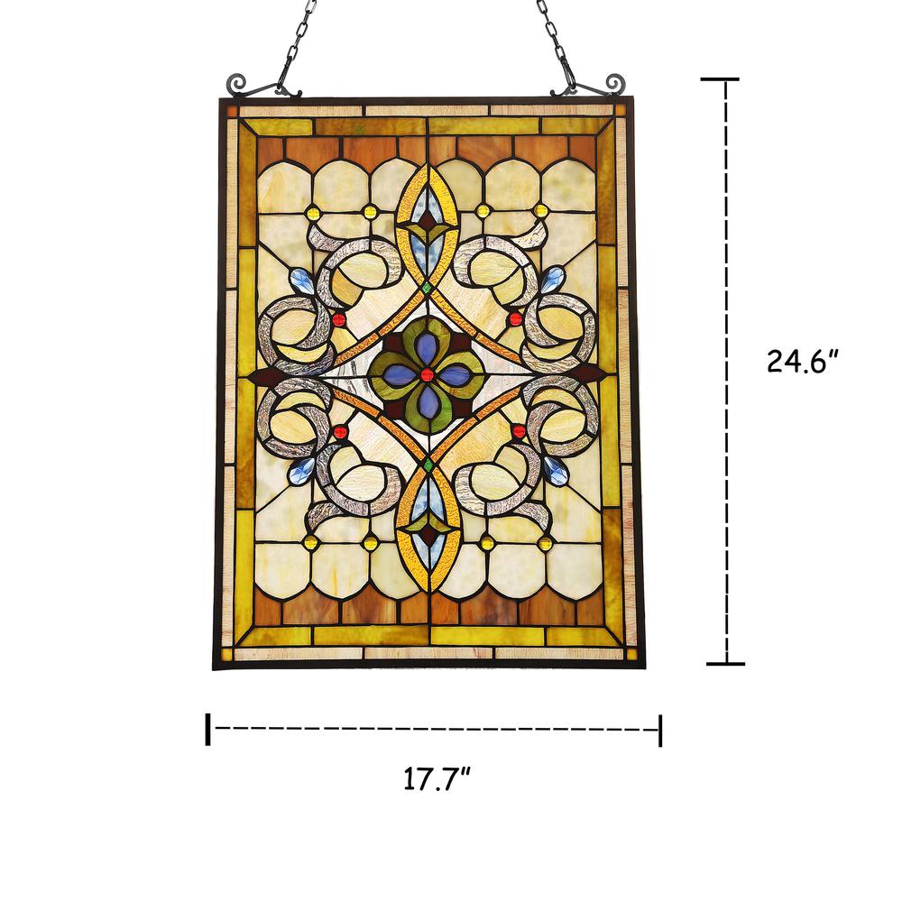 DELILAH Victorian Tiffany-glass Window Panel 24" Tall. Picture 1