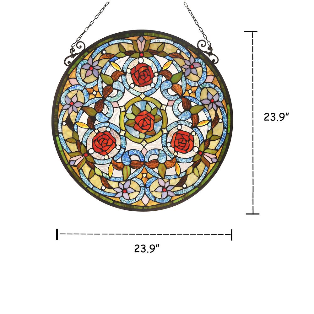 AMARYLLIS Floral Tiffany-glass Window Panel 24" Wide. Picture 1