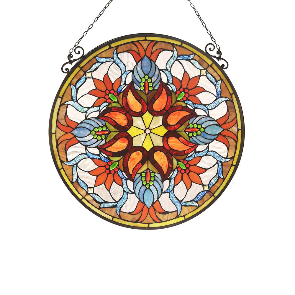 KYLIE Victorian Tiffany-glass Window Panel 24" Wide. Picture 3