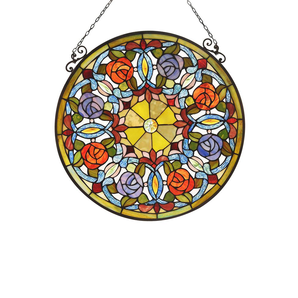ANEMONE Floral Tiffany-glass Window Panel 24" Wide. Picture 3