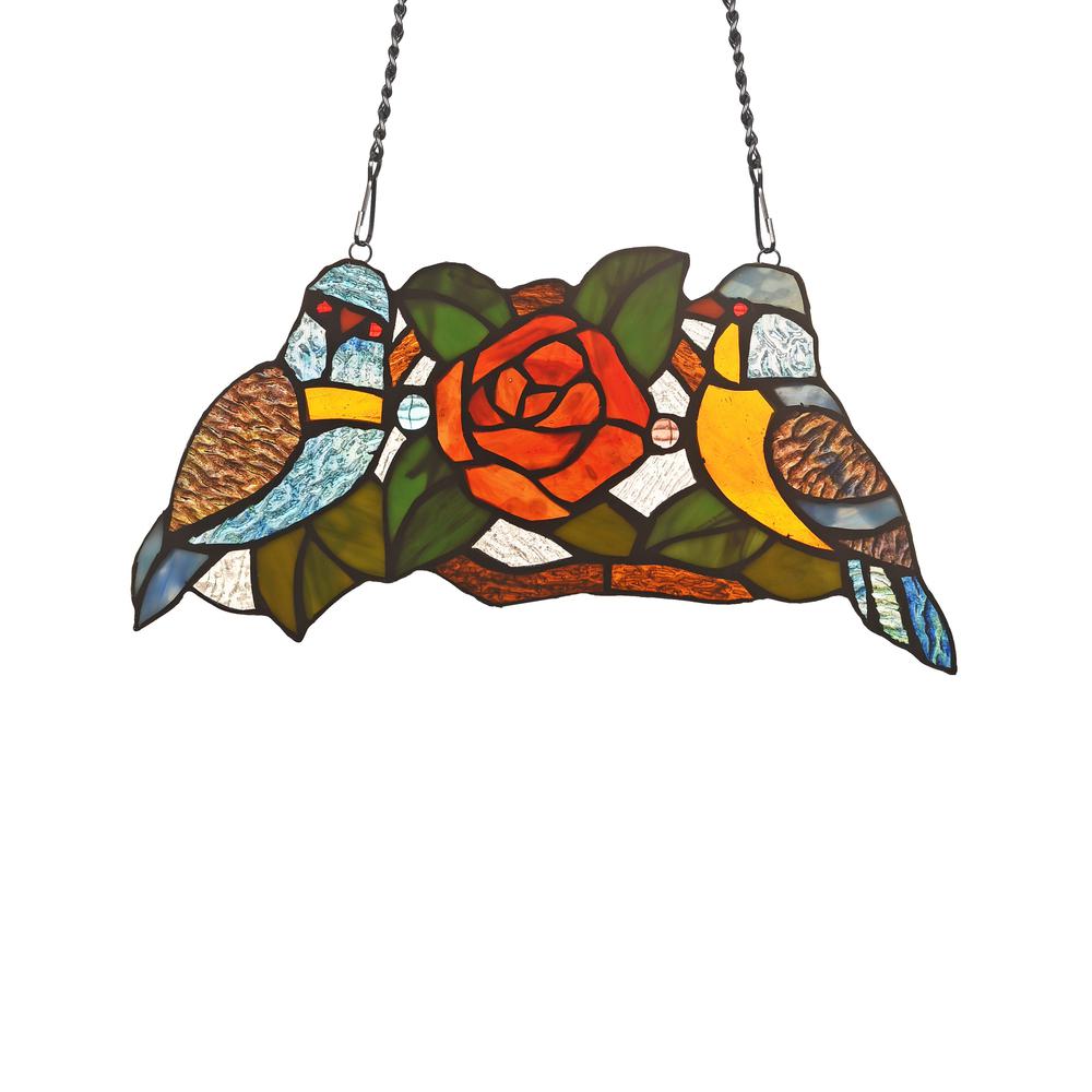 SPARROW  Animal Tiffany-glass Window Panel 12" Wide. Picture 3