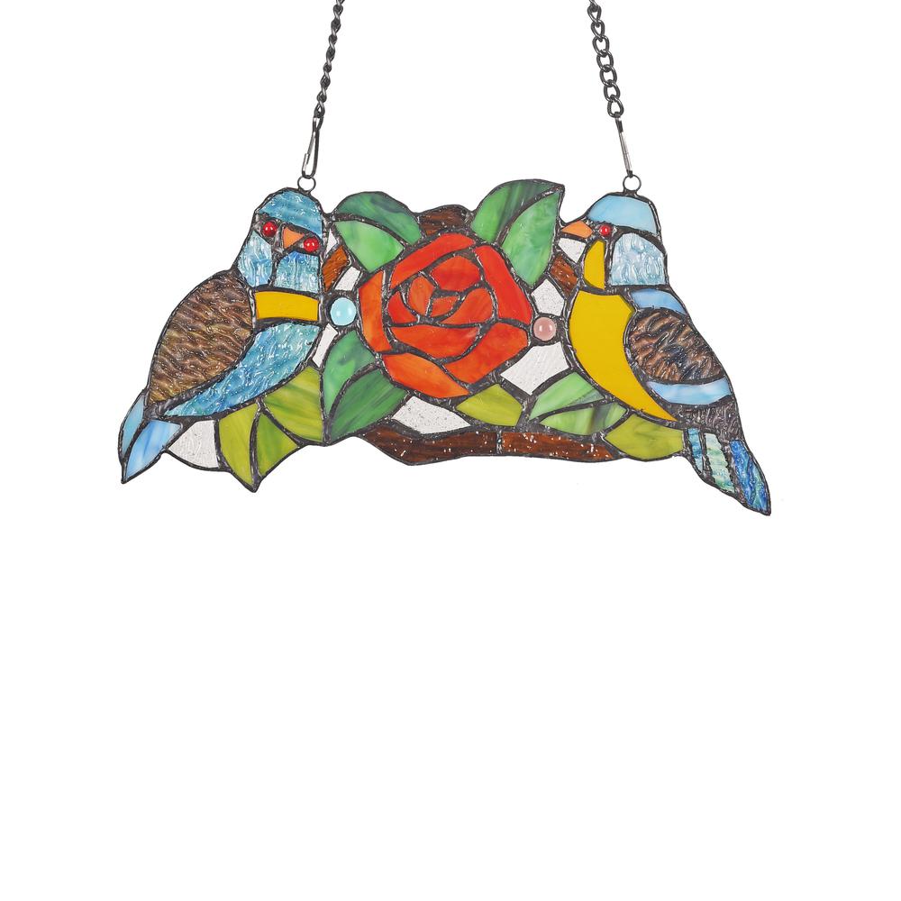 SPARROW  Animal Tiffany-glass Window Panel 12" Wide. Picture 2
