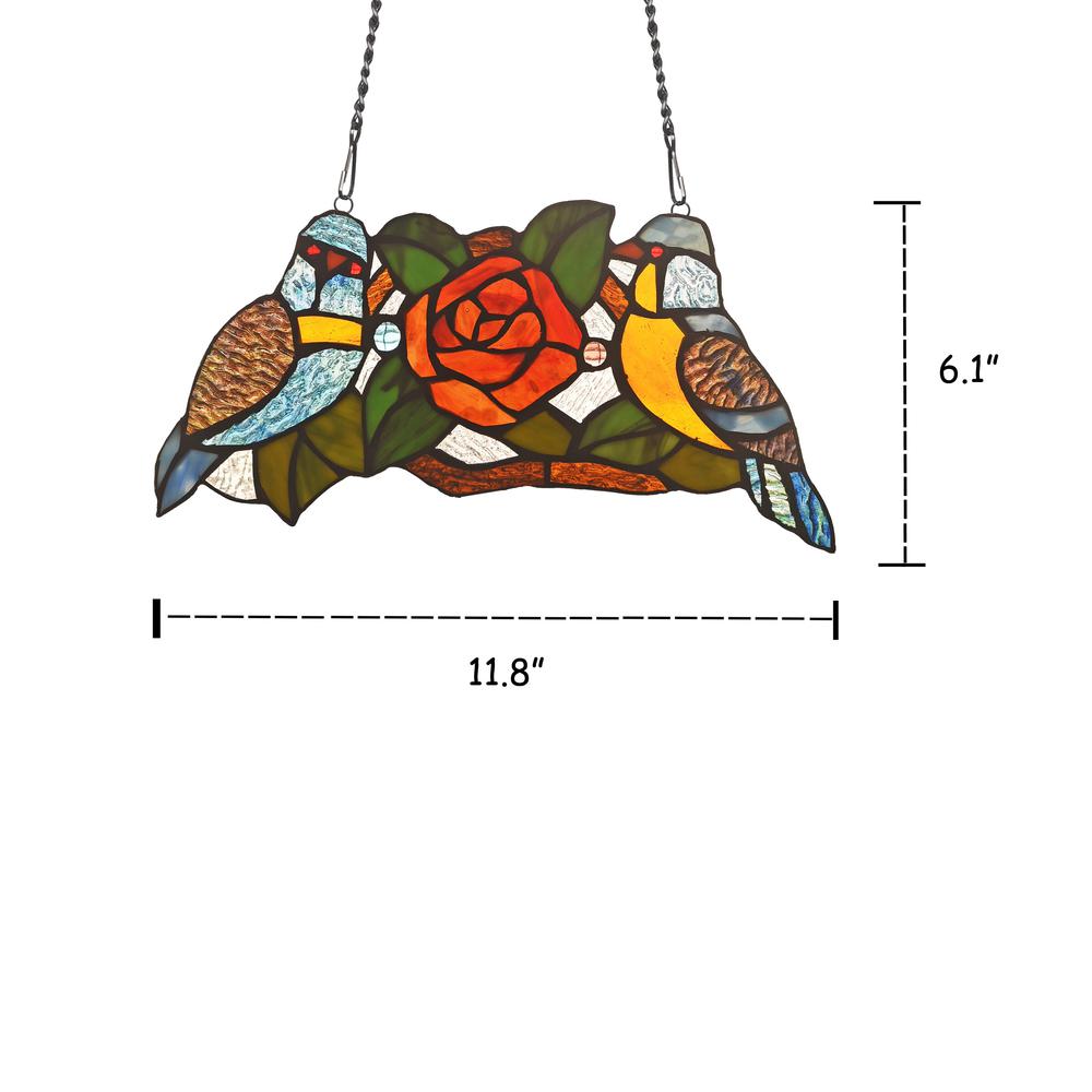 SPARROW  Animal Tiffany-glass Window Panel 12" Wide. Picture 1