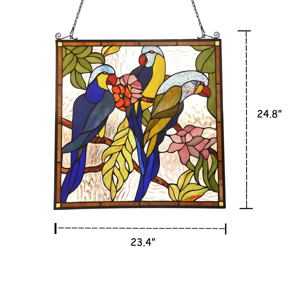 AVA Animal Tiffany-glass Window Panel 24" Tall. Picture 1
