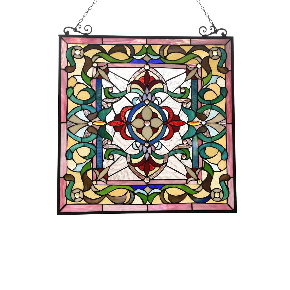 CHLOE Lighting AYLEE Tiffany-style Victorian Design Window Panel 24" x 25". Picture 1