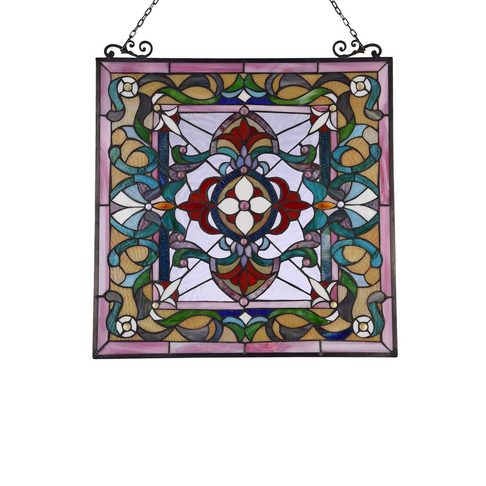 CHLOE Lighting AYLEE Tiffany-style Victorian Design Window Panel 24" x 25". Picture 2