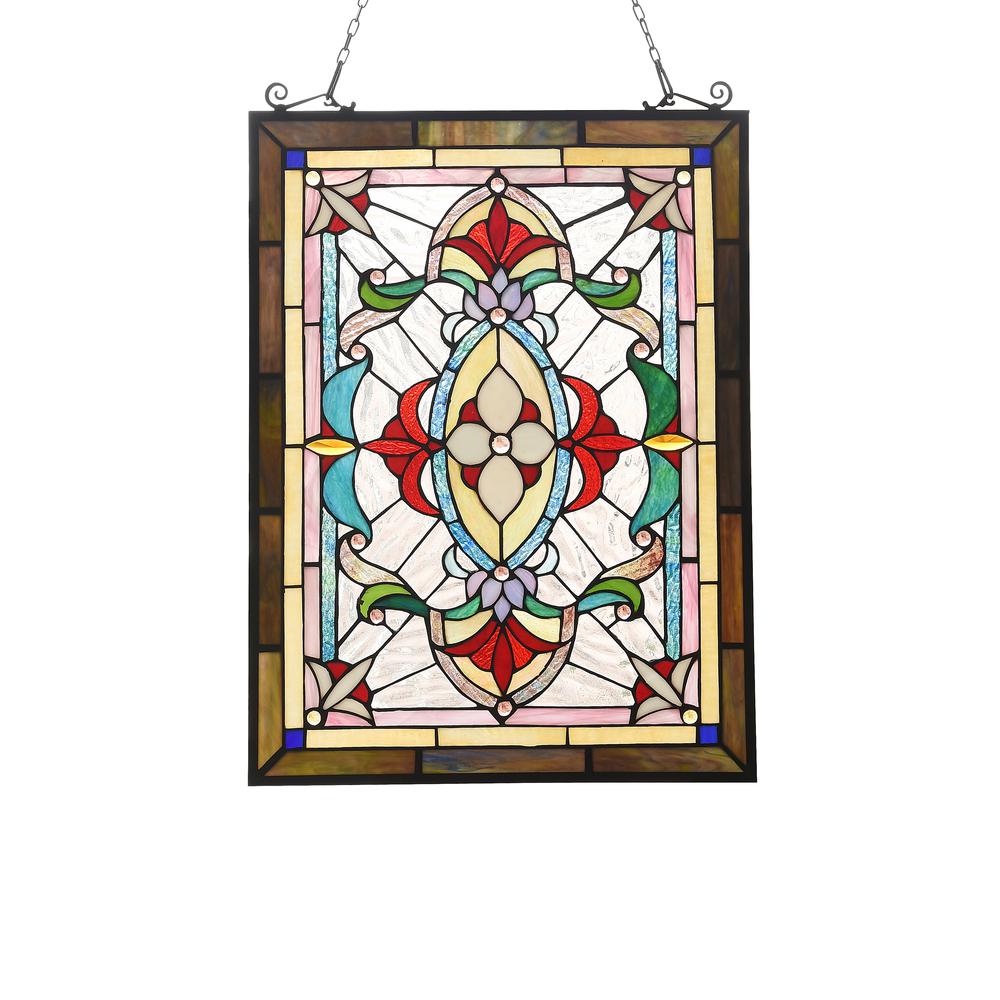 CHLOE Lighting AYLEE Tiffany-style Victorian Design Window Panel 18" x 25". Picture 1