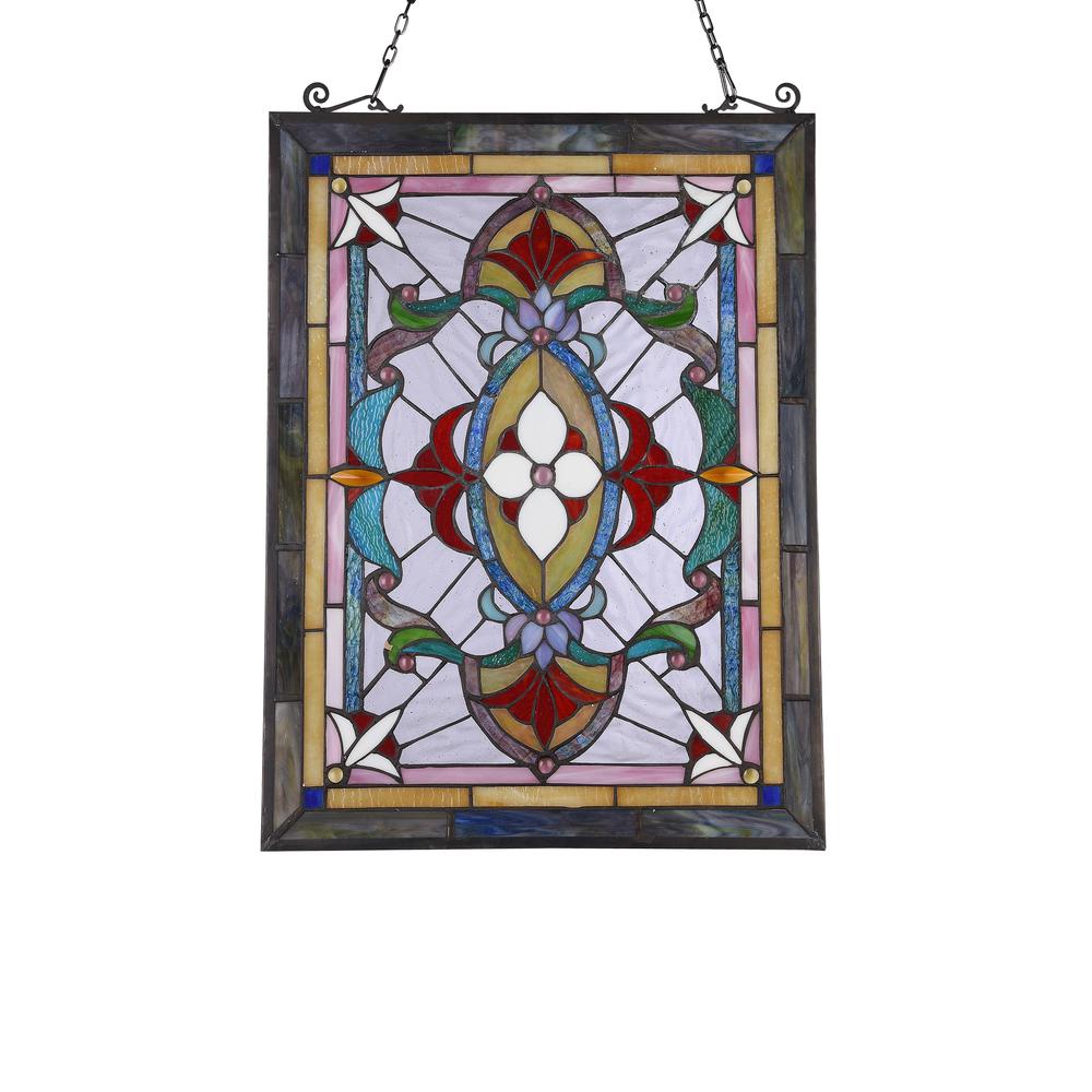 CHLOE Lighting AYLEE Tiffany-style Victorian Design Window Panel 18" x 25". Picture 2