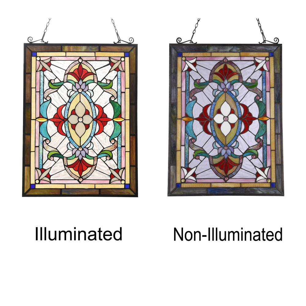 CHLOE Lighting AYLEE Tiffany-style Victorian Design Window Panel 18" x 25". Picture 3