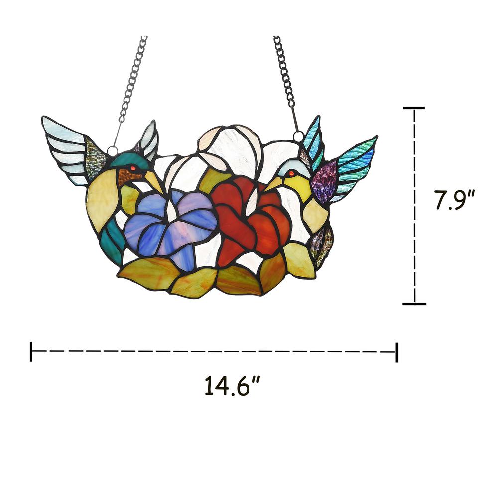 CHLOE Lighting NECTAR Tiffany-style Animal Design Window Panel 15" x 8". Picture 4