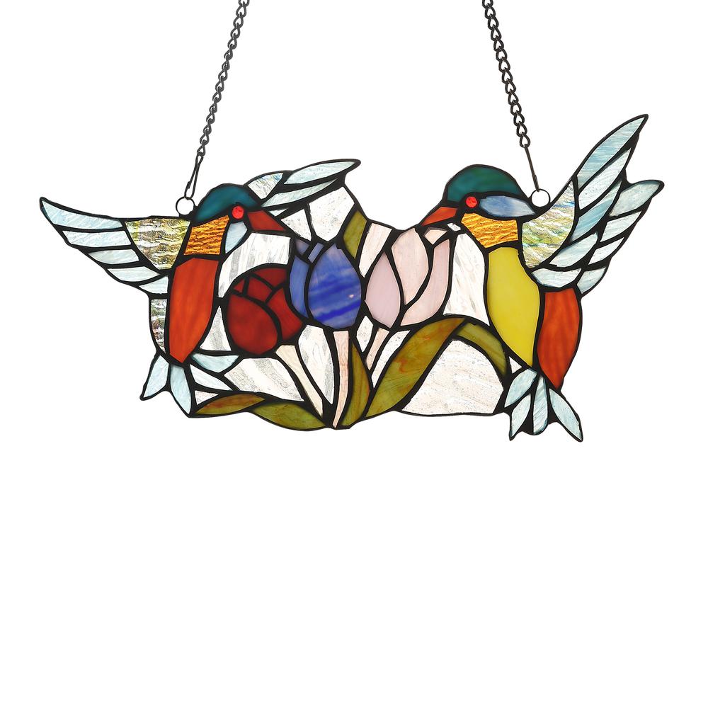 CHLOE Lighting NECTAR Tiffany-style Animal Design Window Panel 16" x 9". Picture 1