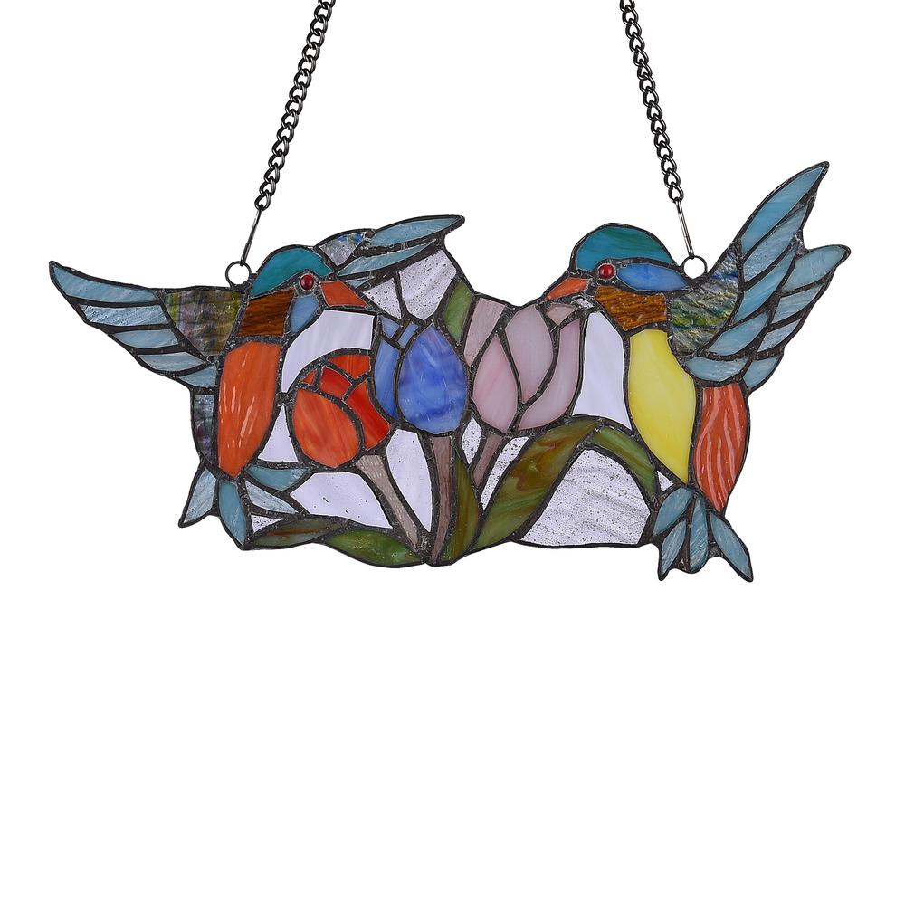 CHLOE Lighting NECTAR Tiffany-style Animal Design Window Panel 16" x 9". Picture 2