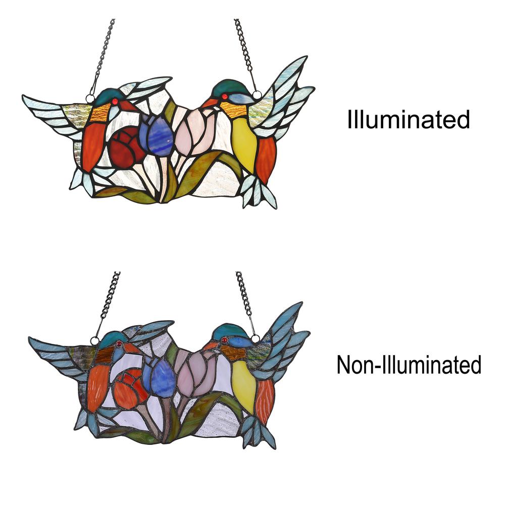 CHLOE Lighting NECTAR Tiffany-style Animal Design Window Panel 16" x 9". Picture 3