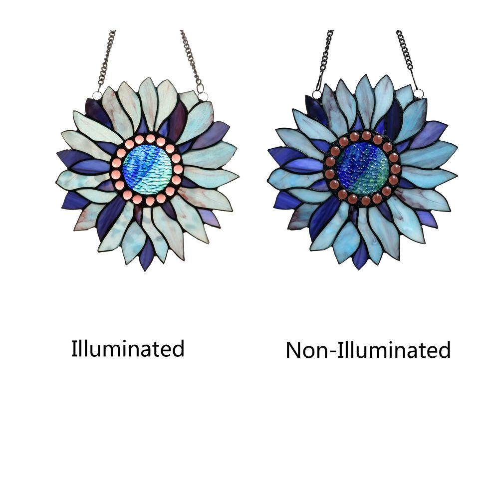 CHLOE Lighting SUNDANCE Tiffany - style Floral Stained Glass Window Panel 11" Height. Picture 4