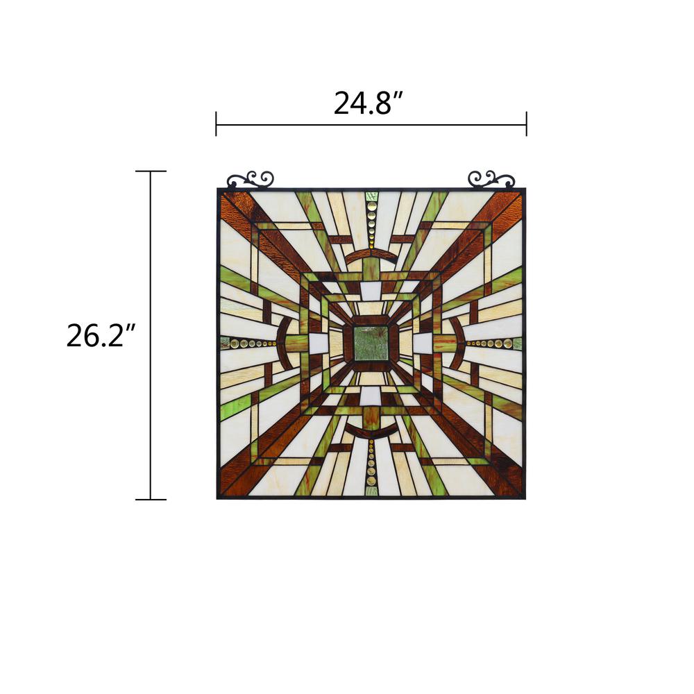 CHLOE Lighting FARLEY Mission Tiffany-Style Black Finish Window Panel 25" Wide. Picture 6