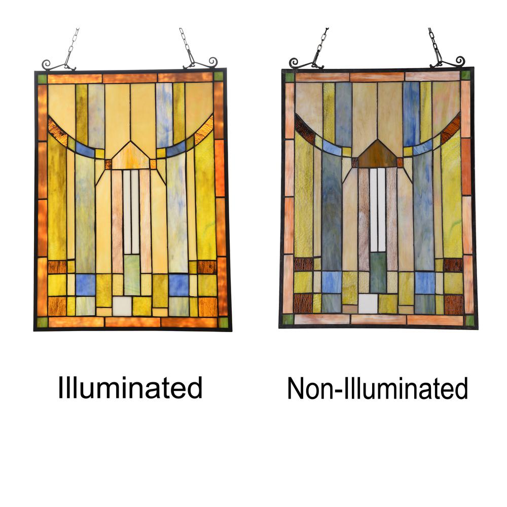 CHLOE Lighting KINSEY Tiffany-style Misssion Design Window Panel 18" x 25". Picture 3