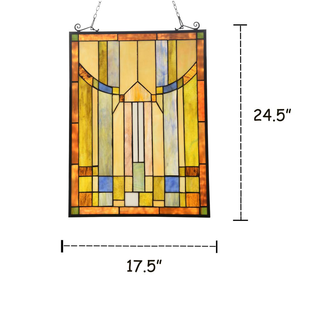 CHLOE Lighting KINSEY Tiffany-style Misssion Design Window Panel 18" x 25". Picture 4