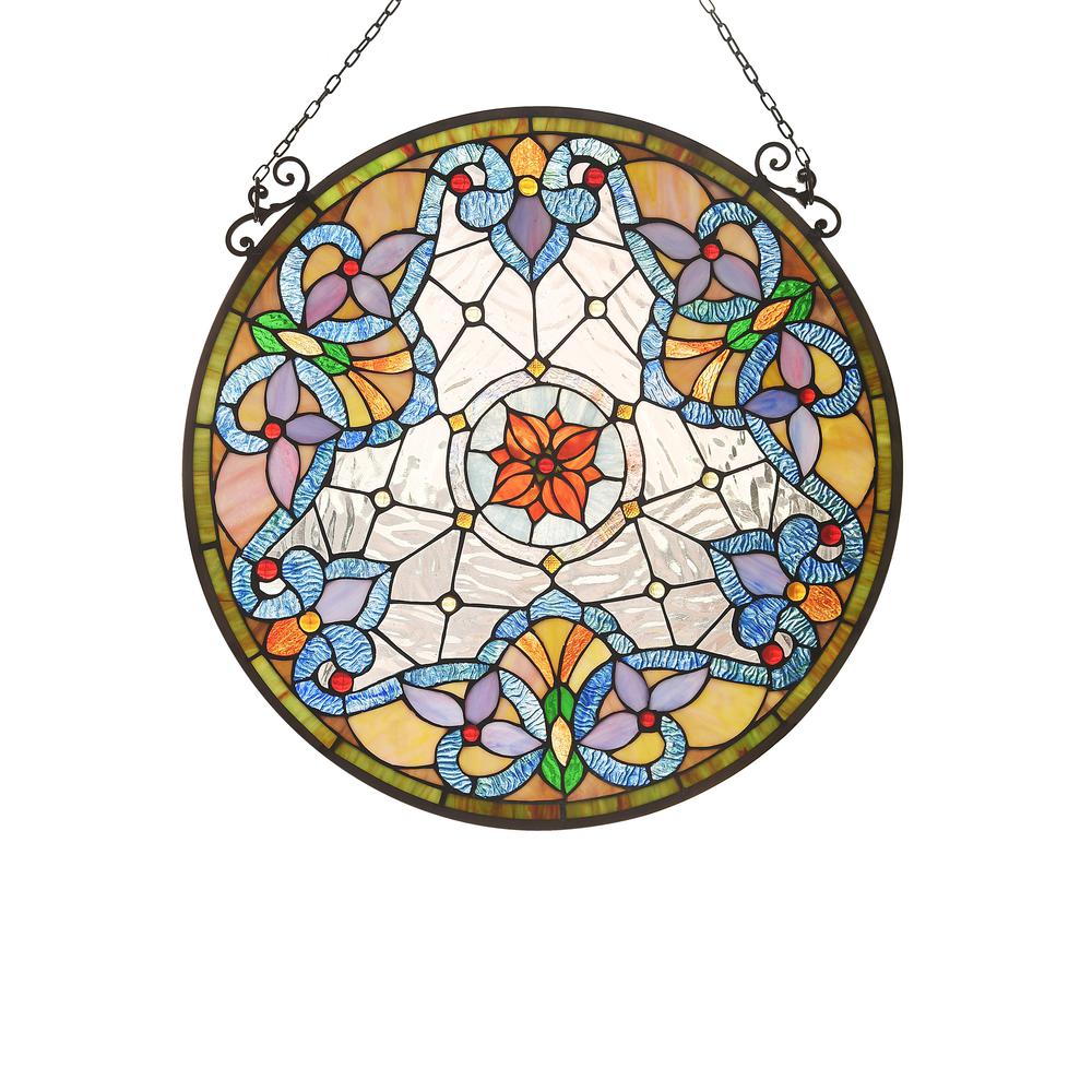 NORAH Victorian Tiffany-glass Window Panel 24" Tall. Picture 3