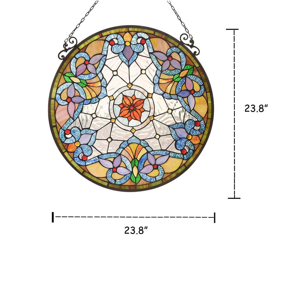 NORAH Victorian Tiffany-glass Window Panel 24" Tall. Picture 1