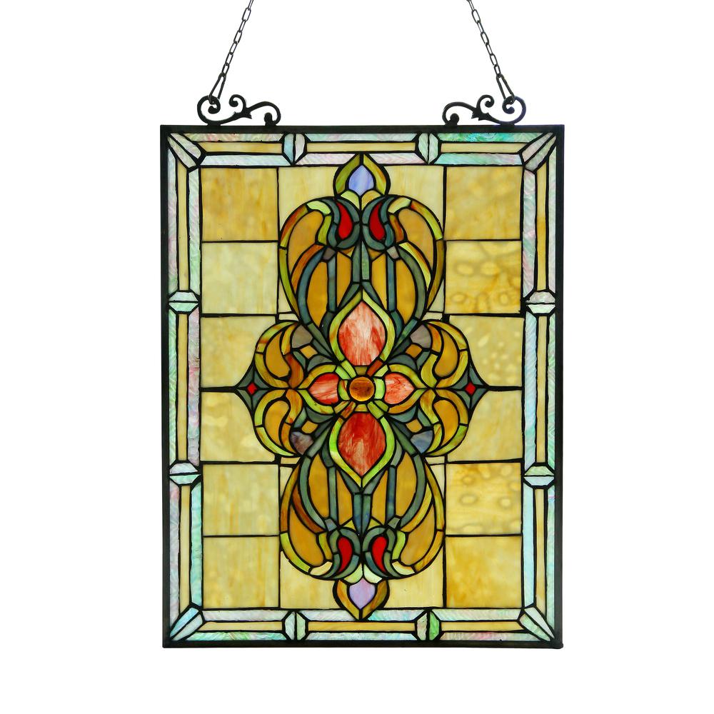 AVALON Tiffany-glass Victorian Window Panel 18x25. Picture 1