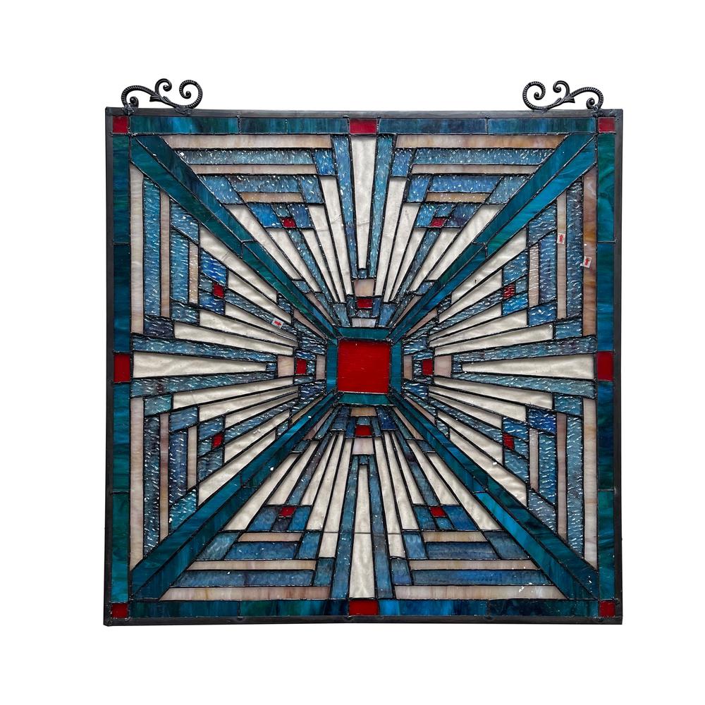 CHLOE Lighting INNES Mission Tiffany-style Stained Glass Window Panel 26" Tall. Picture 2