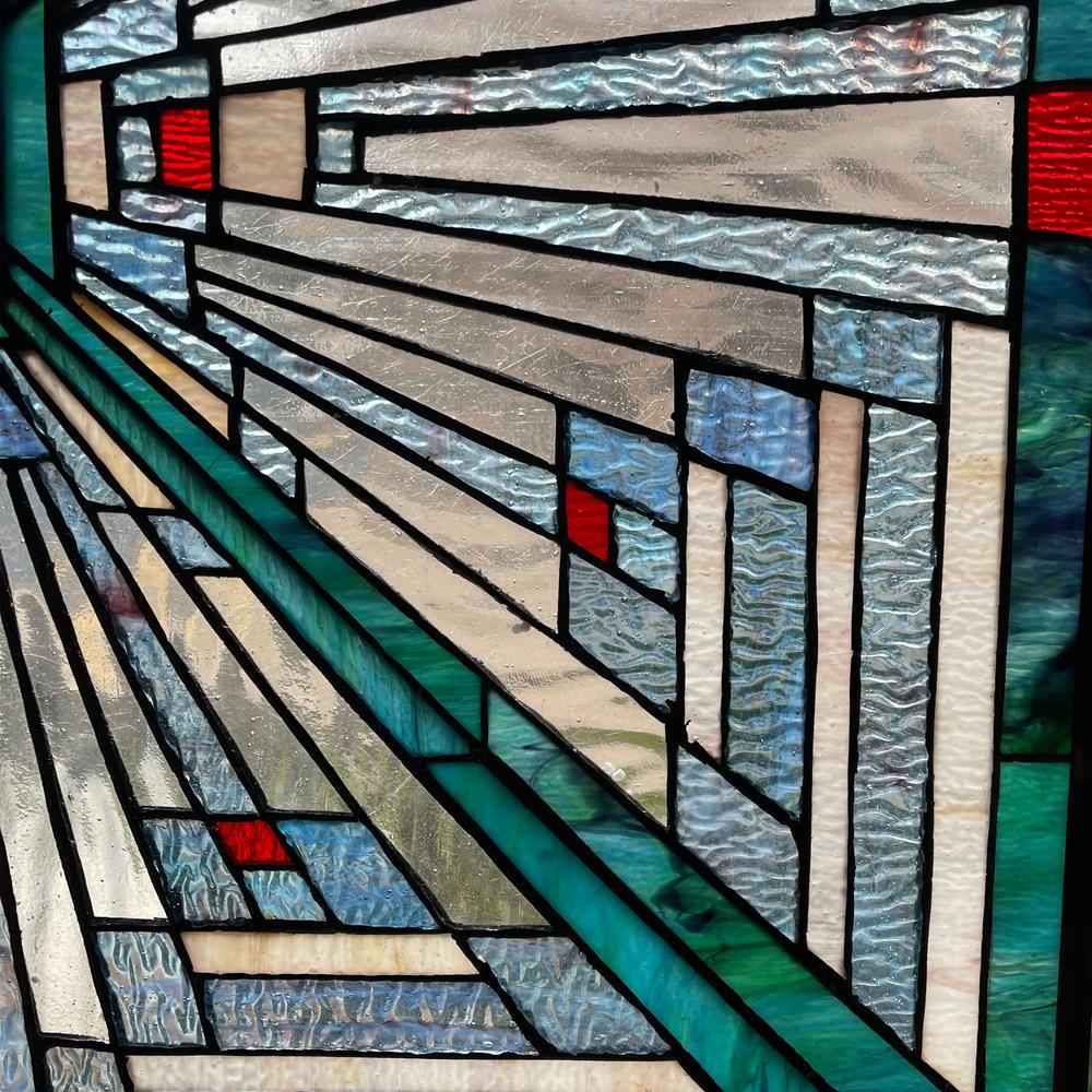 CHLOE Lighting INNES Mission Tiffany-style Stained Glass Window Panel 26" Tall. Picture 3