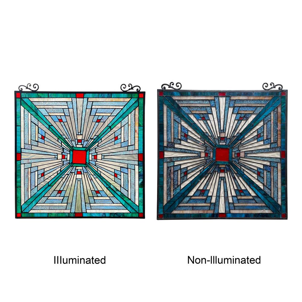 CHLOE Lighting INNES Mission Tiffany-style Stained Glass Window Panel 26" Tall. Picture 5