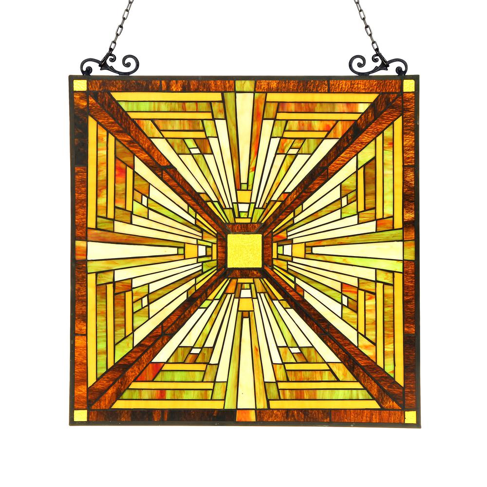 INNES Tiffany-glass Mission Window Panel 24.5x26. Picture 1