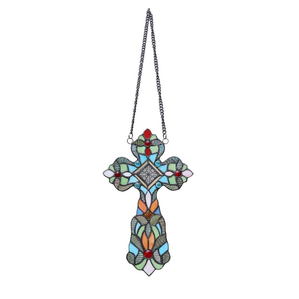 CHLOE Lighting ADELINA Victorian Tiffany-style - Stained Glass Window Panel 13" Tall. Picture 2