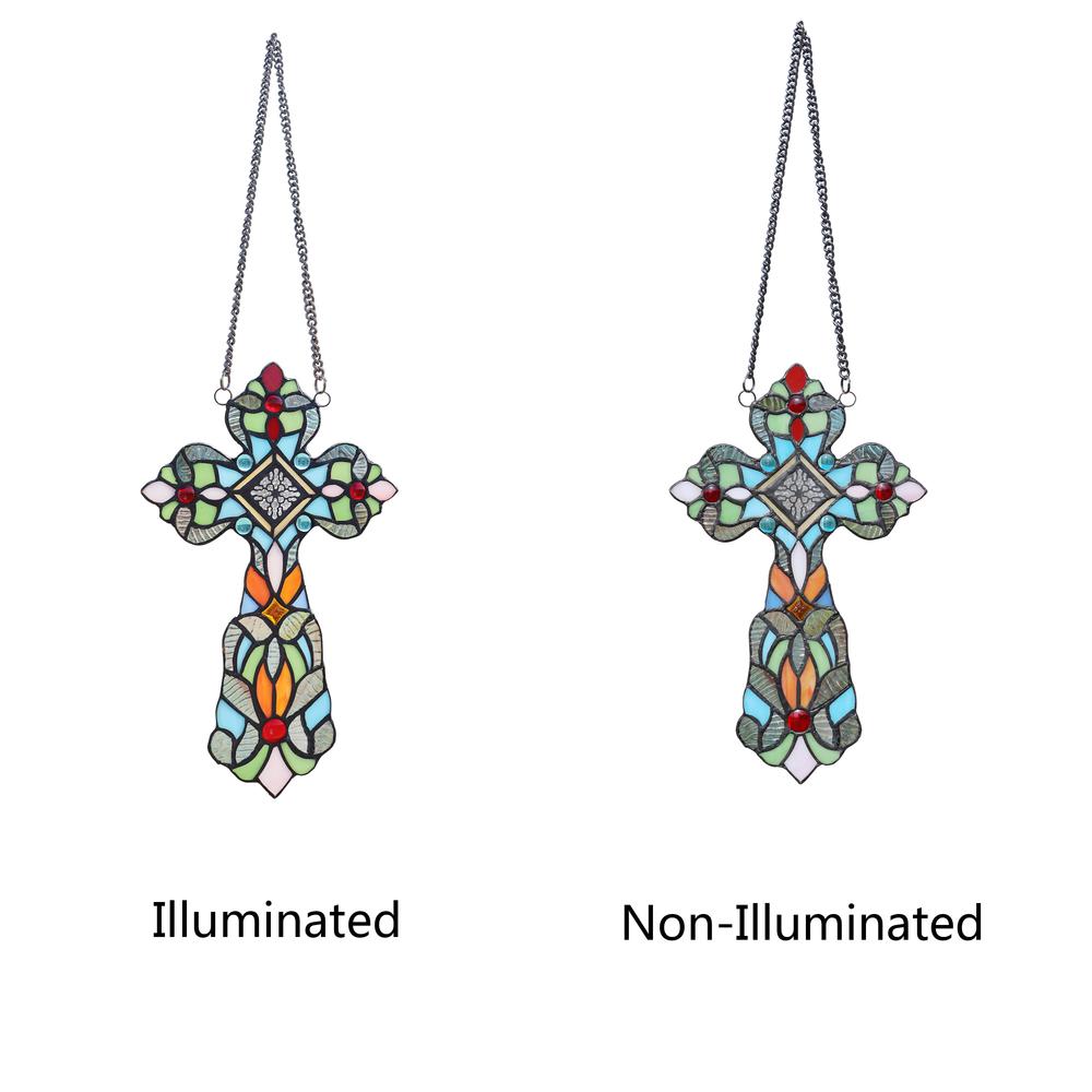 CHLOE Lighting ADELINA Victorian Tiffany-style - Stained Glass Window Panel 13" Tall. Picture 3
