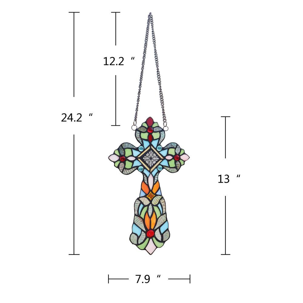 CHLOE Lighting ADELINA Victorian Tiffany-style - Stained Glass Window Panel 13" Tall. Picture 5