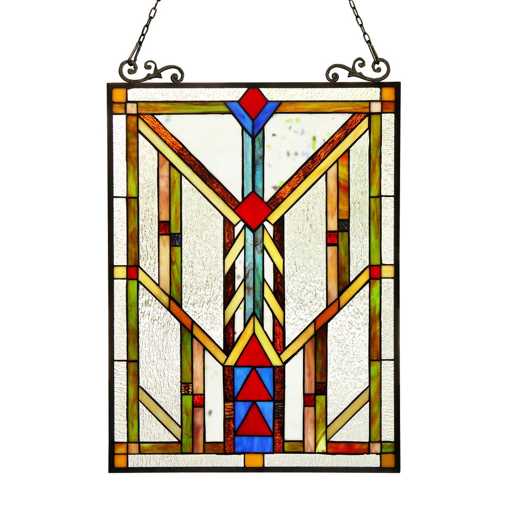 VANDERLECK Tiffany-glass Window Panel 17.5x25. Picture 1