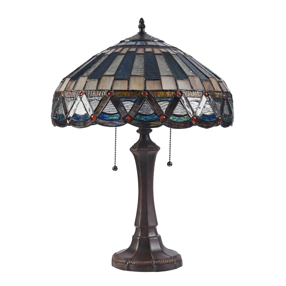 COURTLAND Tiffany-style 2 Light Mission Table Lamp 16" Shade. Picture 3