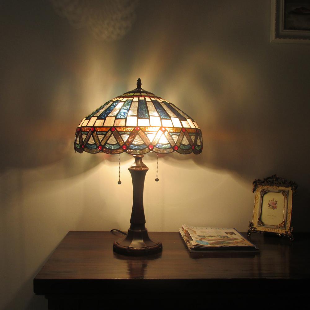 COURTLAND Tiffany-style 2 Light Mission Table Lamp 16" Shade. Picture 2