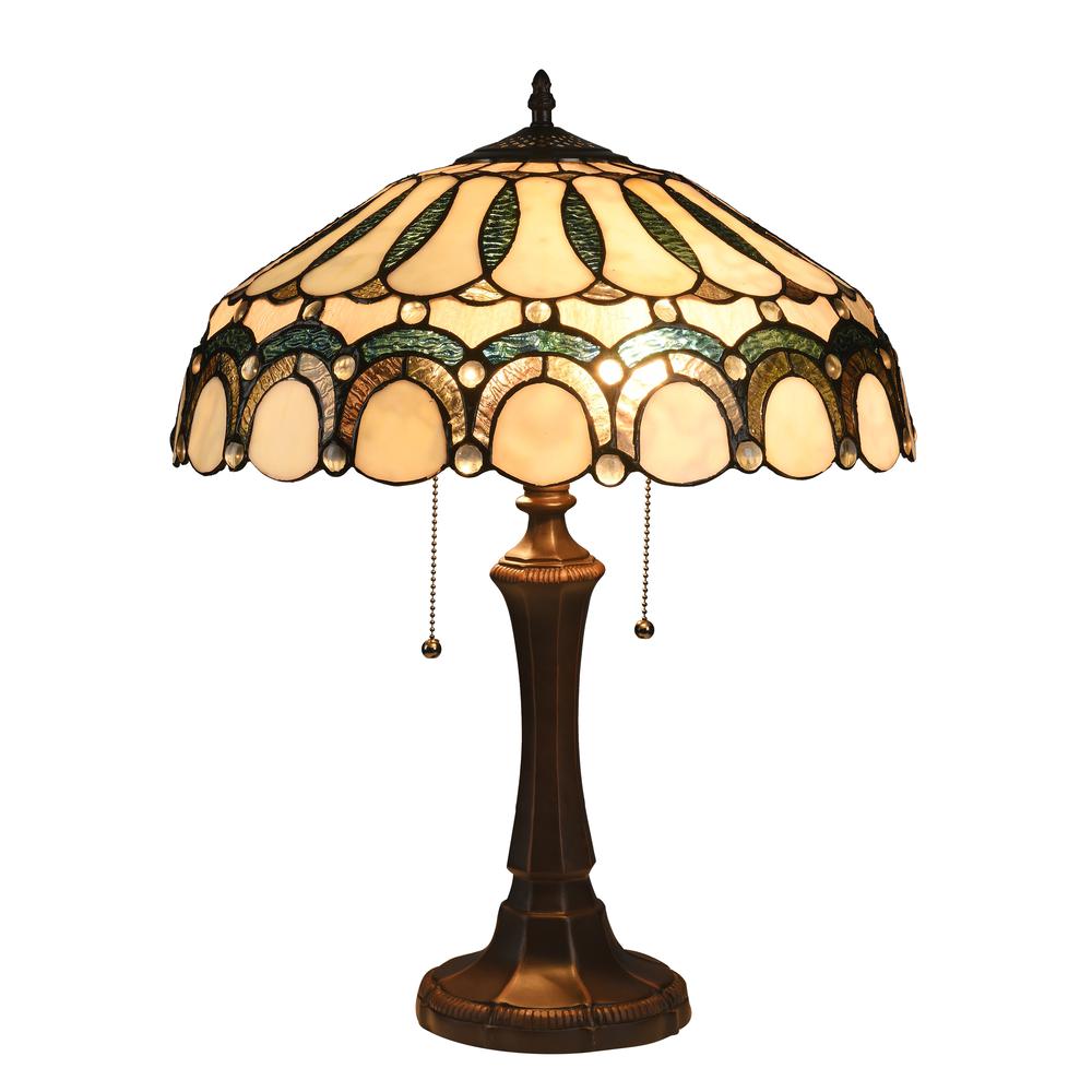 CLAUDE Tiffany-style 2 Light Victorian Table Lamp 17" Shade. Picture 4