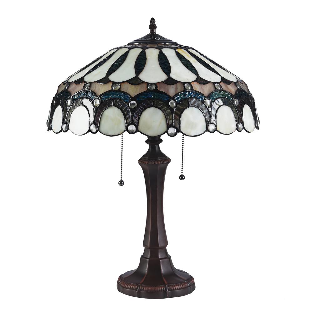 CLAUDE Tiffany-style 2 Light Victorian Table Lamp 17" Shade. Picture 3