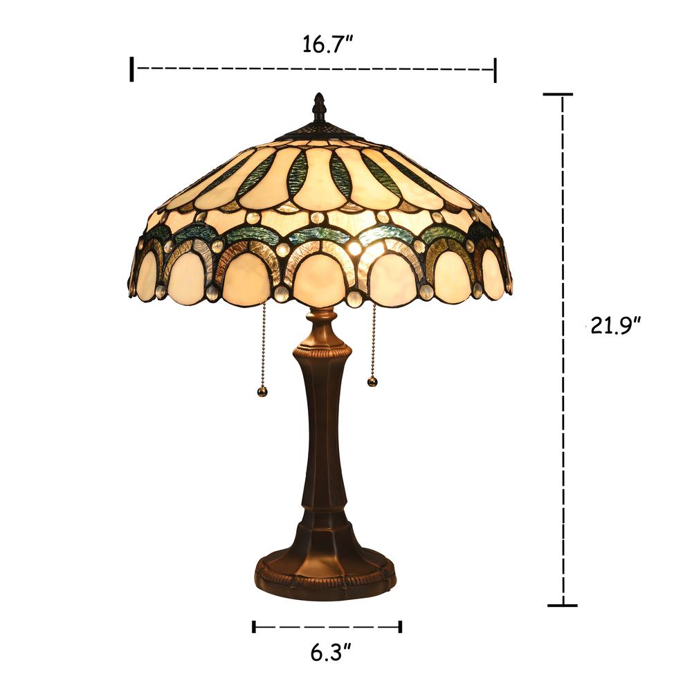 CLAUDE Tiffany-style 2 Light Victorian Table Lamp 17" Shade. Picture 1
