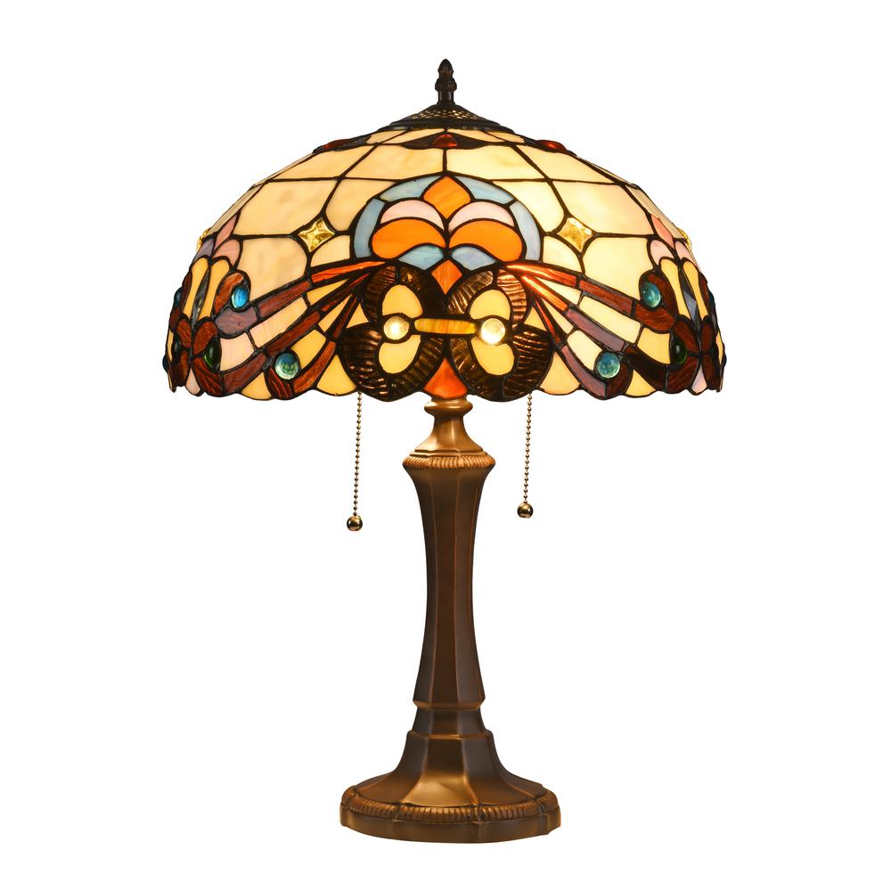 FLORENCE Tiffany-style 2 Light Victorian Table Lamp 16" Shade. Picture 5