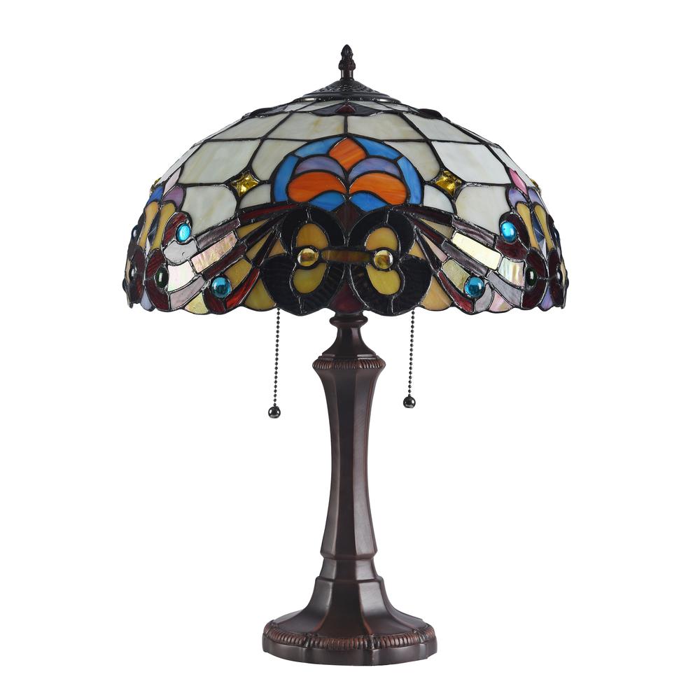 FLORENCE Tiffany-style 2 Light Victorian Table Lamp 16" Shade. Picture 4