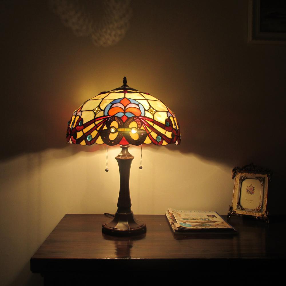 FLORENCE Tiffany-style 2 Light Victorian Table Lamp 16" Shade. Picture 3