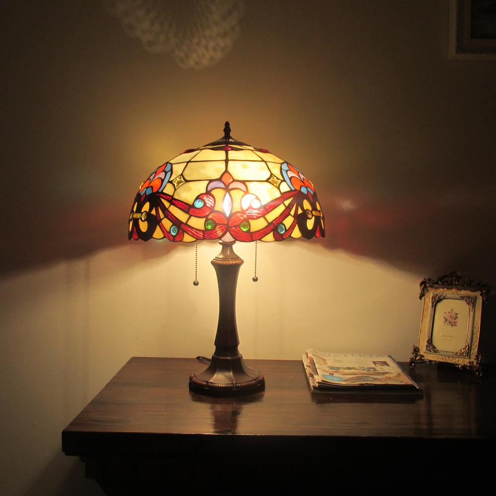 FLORENCE Tiffany-style 2 Light Victorian Table Lamp 16" Shade. Picture 2