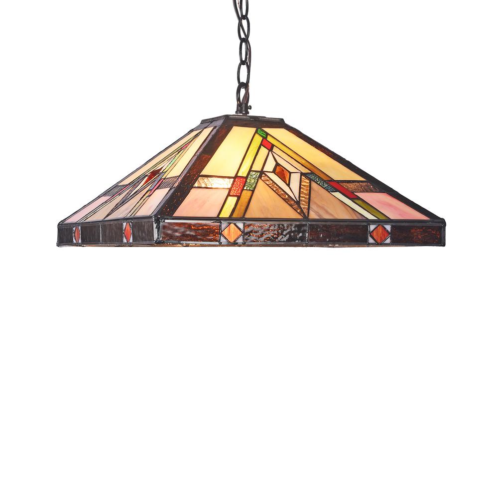MANNIX Mission 2 Light Blackish Bronze Ceiling Pendant 16" Wide. Picture 4