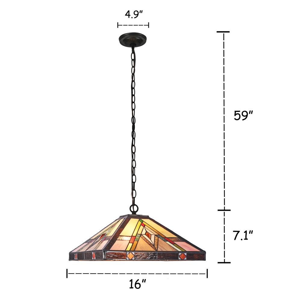 MANNIX Mission 2 Light Blackish Bronze Ceiling Pendant 16" Wide. Picture 1