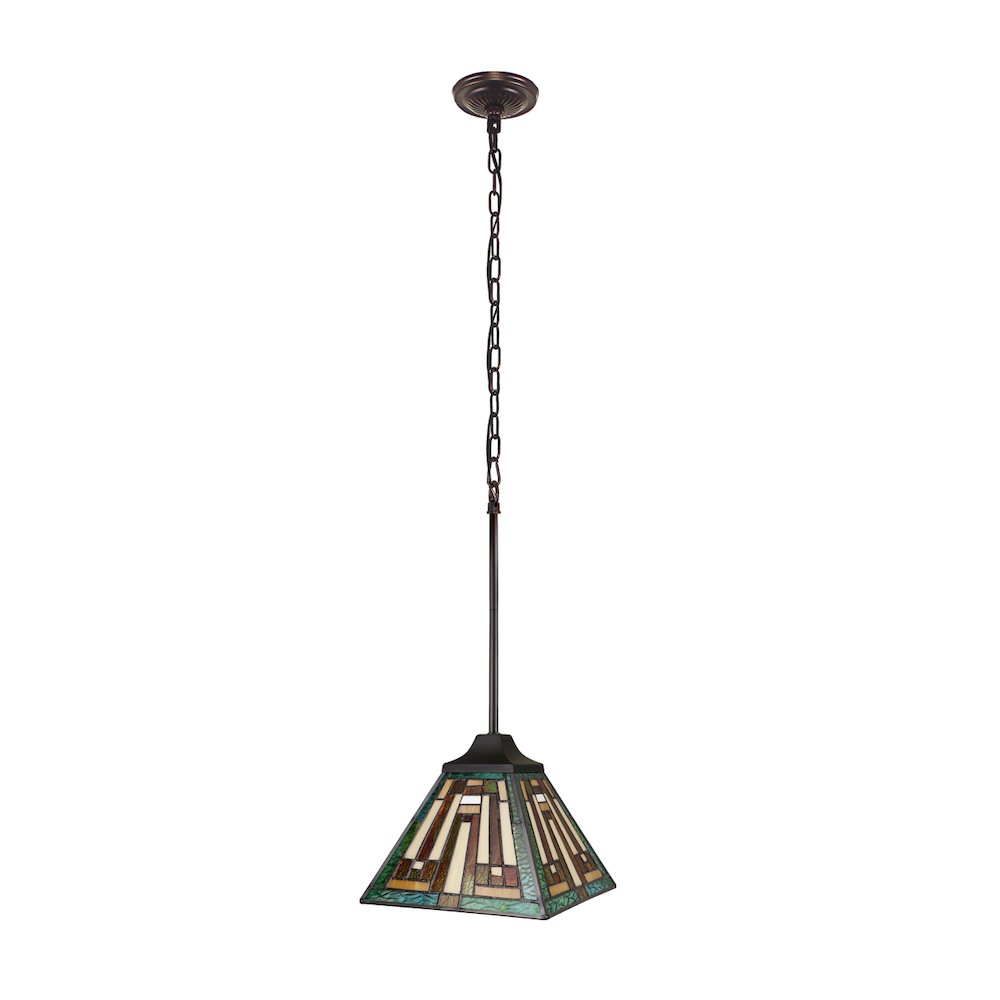 Firman Tiffany-Style 1-Light Mission Ceiling Pendant 8" Shade. Picture 3