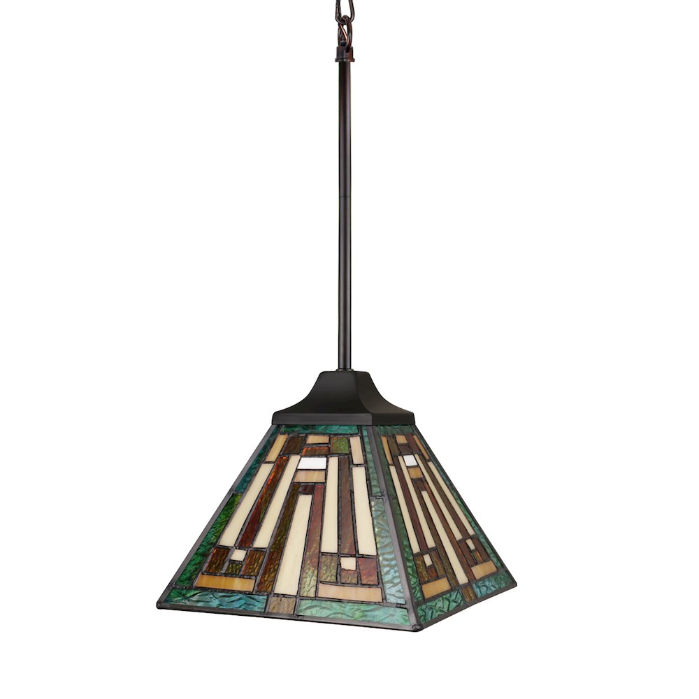 Firman Tiffany-Style 1-Light Mission Ceiling Pendant 8" Shade. Picture 2