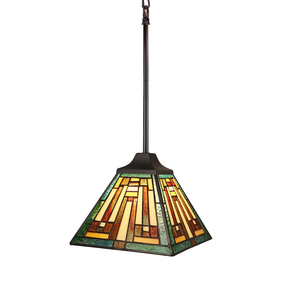 Firman Tiffany-Style 1-Light Mission Ceiling Pendant 8" Shade. Picture 4